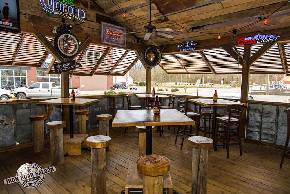 outdoor patio area at Iron Boar Saloon in Pigeon Forge
