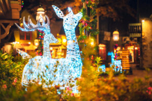 glowing holiday deer lights in Pigeon Forge