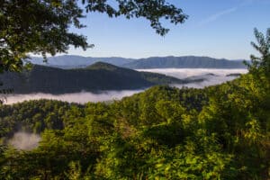 misty Smoky Mountains from Foothills Parkway in Wears Valley